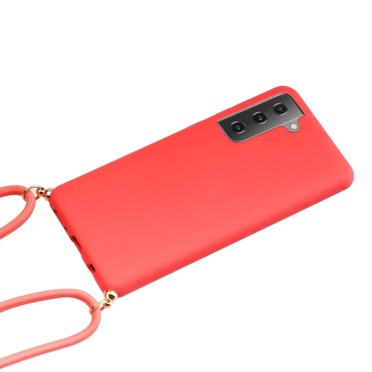 For Samsung Galaxy S24 5G Wheat Straw Material + TPU Phone Case with Lanyard(Red) - Galaxy S24 5G Cases by buy2fix | Online Shopping UK | buy2fix