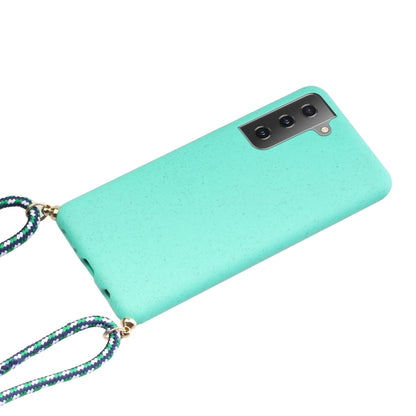 For Samsung Galaxy S24 5G Wheat Straw Material + TPU Phone Case with Lanyard(Green) - Galaxy S24 5G Cases by buy2fix | Online Shopping UK | buy2fix