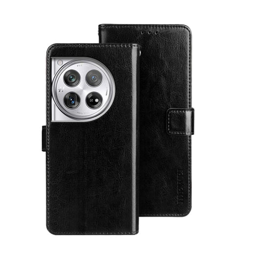 For OnePlus 12 idewei Crazy Horse Texture Leather Phone Case(Black) - OnePlus Cases by idewei | Online Shopping UK | buy2fix