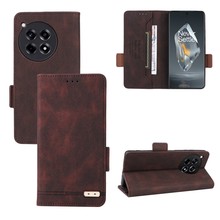 For OnePlus Ace 3 5G Magnetic Clasp Leather Phone Case(Brown) - OnePlus Cases by buy2fix | Online Shopping UK | buy2fix