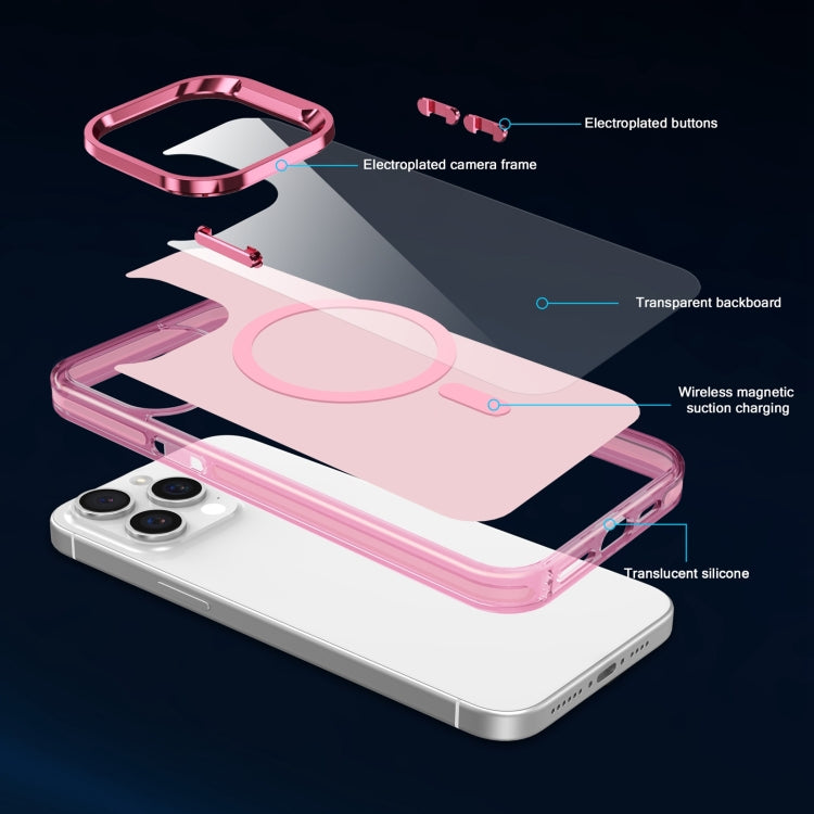 For iPhone 14 Electroplated IMD Magsafe PC Hybrid TPU Phone Case(Pink) - iPhone 14 Cases by buy2fix | Online Shopping UK | buy2fix