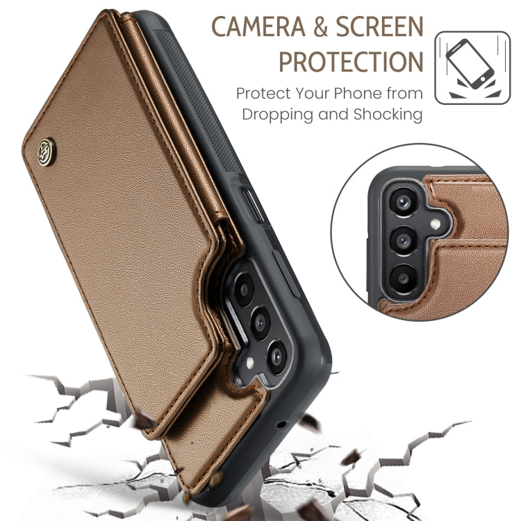 For Samsung Galaxy A15 CaseMe C22 Litchi Texture RFID Anti-theft Leather Phone Case(Brown) - Galaxy Phone Cases by CaseMe | Online Shopping UK | buy2fix