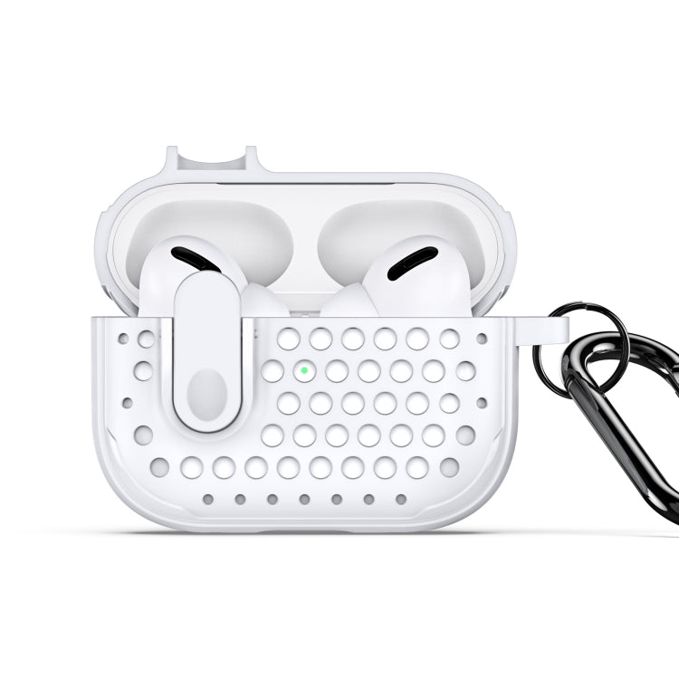 For AirPods Pro 2 DUX DUCIS PECM Series Split Peak Hollow Earphone Case with Hook(White) - For AirPods Pro 2 by DUX DUCIS | Online Shopping UK | buy2fix