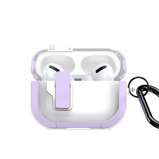 For AirPods Pro DUX DUCIS PECN Series Split Two-color Transparent Earphone Case with Hook(Purple White) - For AirPods Pro by DUX DUCIS | Online Shopping UK | buy2fix