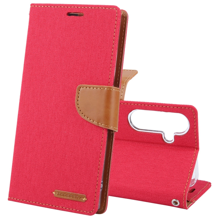 For Samsung Galaxy S24+ 5G GOOSPERY CANVAS DIARY Fabric Texture Flip Leather Phone Case(Red) - Galaxy S24+ 5G Cases by GOOSPERY | Online Shopping UK | buy2fix