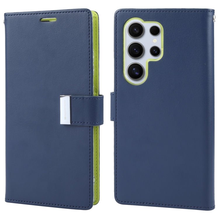 For Samsung Galaxy S24 Ultra 5G GOOSPERY RICH DIARY Crazy Horse Texture Leather Phone Case(Blue) - Galaxy S24 Ultra 5G Cases by GOOSPERY | Online Shopping UK | buy2fix