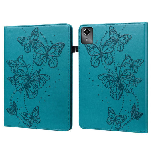 For Lenovo Tab M11 / Xiaoxin Pad 11 2024 Embossed Butterfly Pattern Leather Tablet Case(Blue) - Lenovo by buy2fix | Online Shopping UK | buy2fix