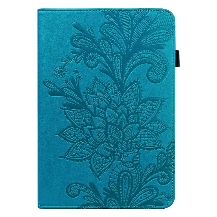 For Lenovo Tab M11 / Xiaoxin Pad 11 2024 Lace Flower Embossing Pattern Leather Tablet Case(Blue) - Lenovo by buy2fix | Online Shopping UK | buy2fix