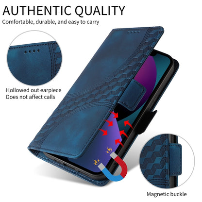 For iPhone 16 Pro Embossed Rhombus Starry Leather Phone Case(Blue) - iPhone 16 Pro Cases by buy2fix | Online Shopping UK | buy2fix