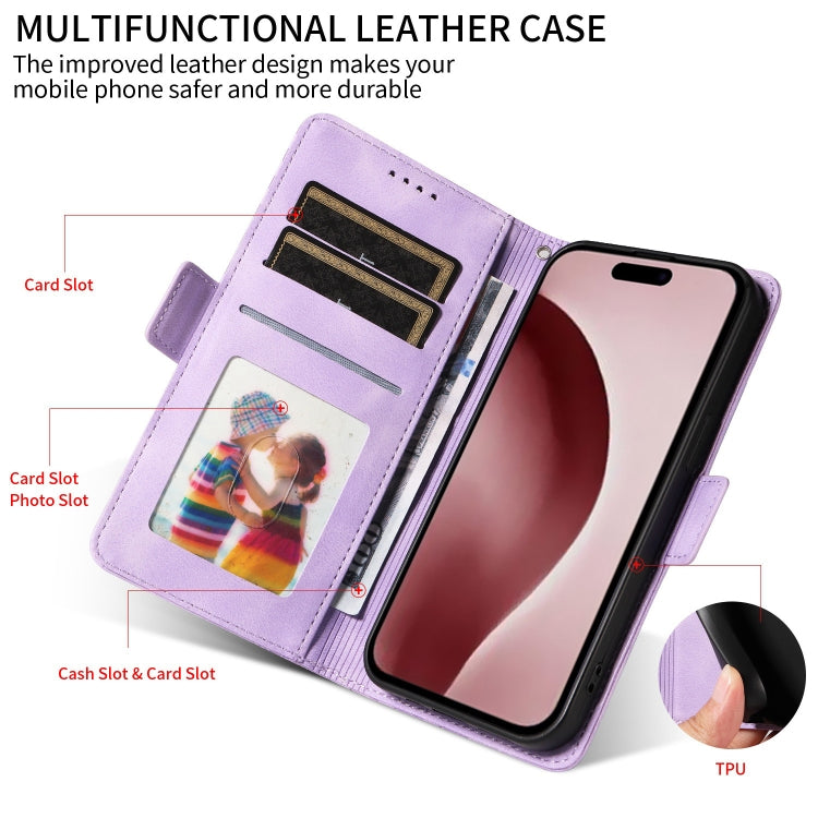 For iPhone 16 Pro Embossed Rhombus Starry Leather Phone Case(Purple) - iPhone 16 Pro Cases by buy2fix | Online Shopping UK | buy2fix