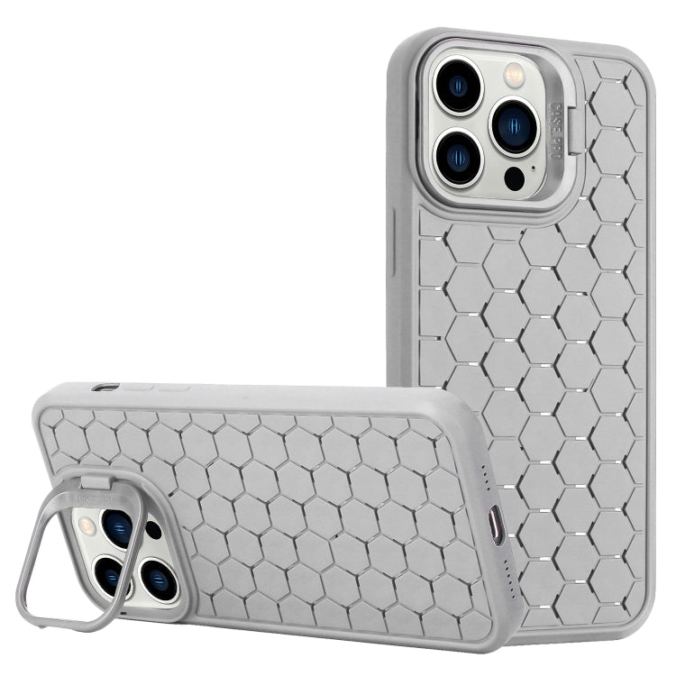 For iPhone 16 Pro Max Honeycomb Radiating Lens Holder Magsafe Phone Case(Grey) - iPhone 16 Pro Max Cases by buy2fix | Online Shopping UK | buy2fix