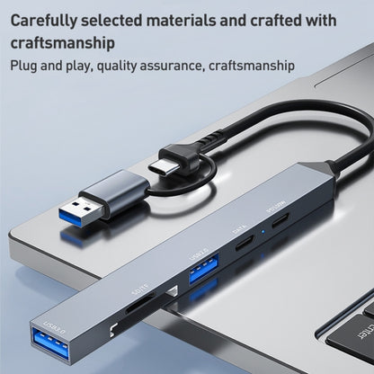 ADS-807D 6 in 1 USB + Type-C to PD100W + USB3.0/2.0 + SD/TF HUB Docking Station(Space Grey) - USB HUB by buy2fix | Online Shopping UK | buy2fix