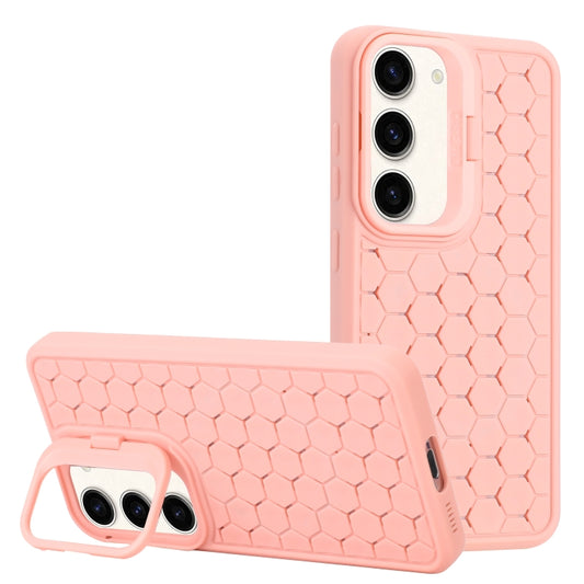 For Samsung Galaxy S23 5G Honeycomb Radiating Lens Holder Magsafe Phone Case(Pink) - Galaxy S23 5G Cases by buy2fix | Online Shopping UK | buy2fix