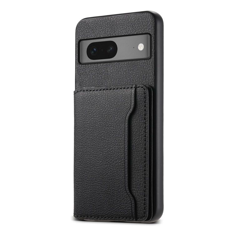 For Google Pixel 7 5G Calf Texture Card Bag Design Full Coverage Phone Case(Black) - Google Cases by buy2fix | Online Shopping UK | buy2fix