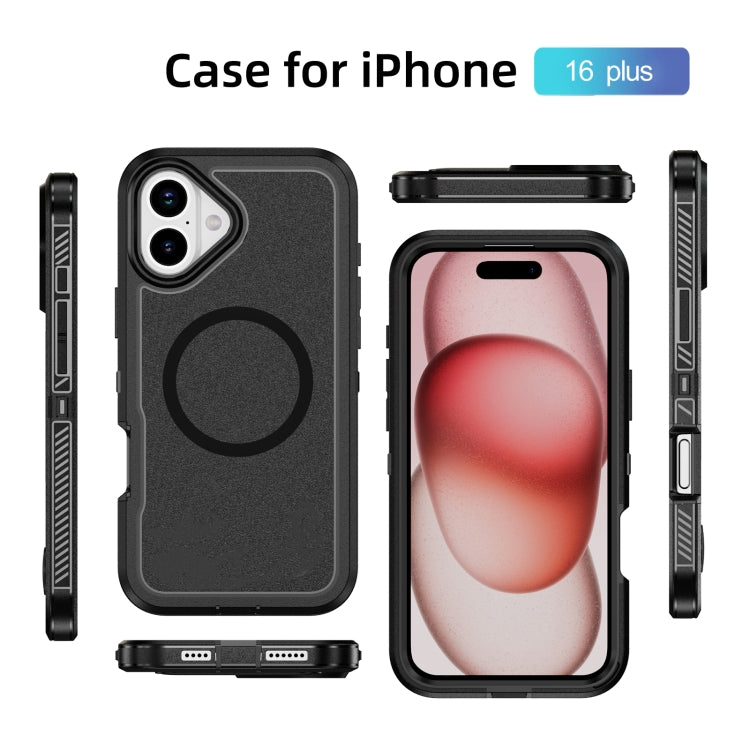 For iPhone 16 Plus Guard Magsafe Magnetic Ring Matte Phone Case(Black) - iPhone 16 Plus Cases by buy2fix | Online Shopping UK | buy2fix