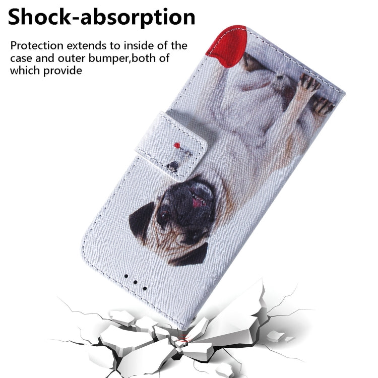 For Google Pixel 9 Pro Coloured Drawing Flip Leather Phone Case(Pug) - Google Cases by buy2fix | Online Shopping UK | buy2fix