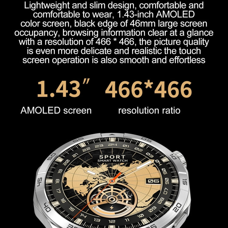 LEMFO HK4 1.43 inch AMOLED Round Screen Smart Watch Supports Bluetooth Calls(Silver) - Smart Watches by LEMFO | Online Shopping UK | buy2fix