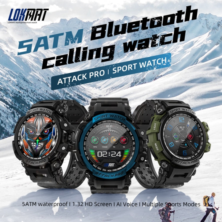 LOKMAT ATTACK Pro 1.32 inch BT5.1 Smart Sport Watch, Support Bluetooth Call / Sleep / Blood Oxygen / Heart Rate / Blood Pressure Health Monitor(Blue) - Smart Watches by Lokmat | Online Shopping UK | buy2fix