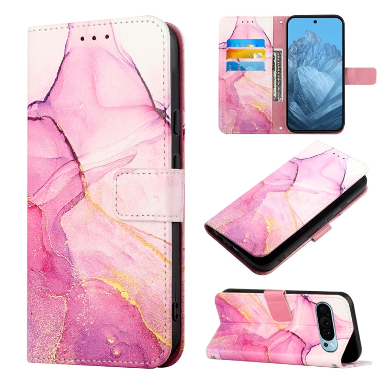 For Google Pixel 9 PT003 Marble Pattern Flip Leather Phone Case(Pink Purple Gold) - Google Cases by buy2fix | Online Shopping UK | buy2fix