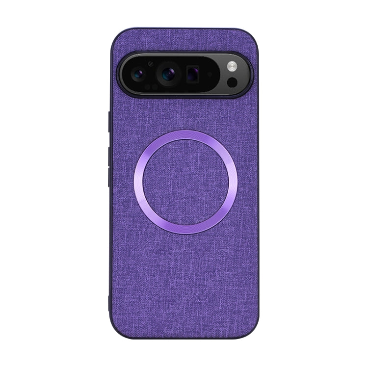 For Google Pixel 9 Pro CD Magnetic Ring Cloth Texture PU Phone Case(Purple) - Google Cases by buy2fix | Online Shopping UK | buy2fix