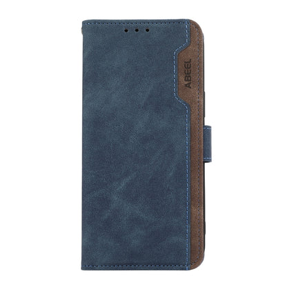 For Samsung Galaxy S24+ 5G ABEEL Color Block Magnetic RFID Leather Phone Case(Blue-Brown) - Galaxy S24+ 5G Cases by buy2fix | Online Shopping UK | buy2fix