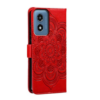 For Motorola Moto G Play 2024 Sun Mandala Embossing Pattern Phone Leather Case(Red) - Motorola Cases by buy2fix | Online Shopping UK | buy2fix