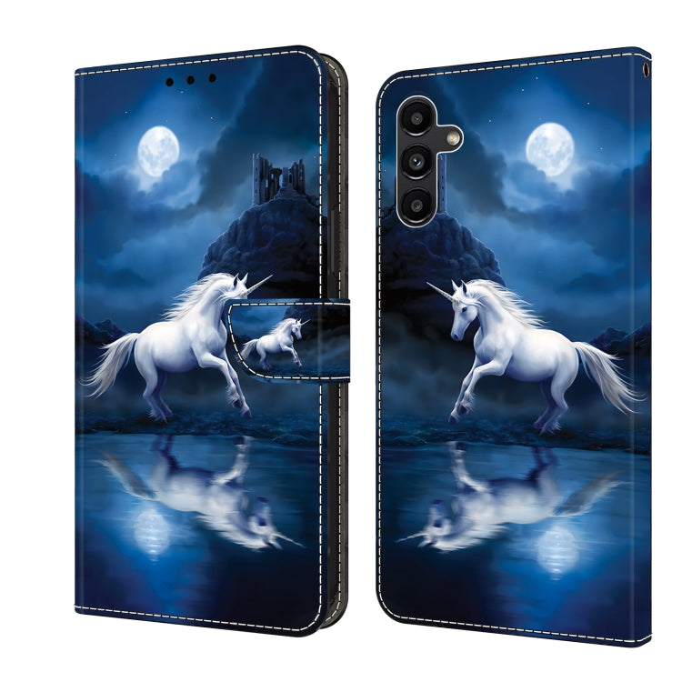 For Samsung Galaxy S21+ 5G Crystal Painted Leather Phone case(White Horse) - Galaxy S21+ 5G Cases by buy2fix | Online Shopping UK | buy2fix