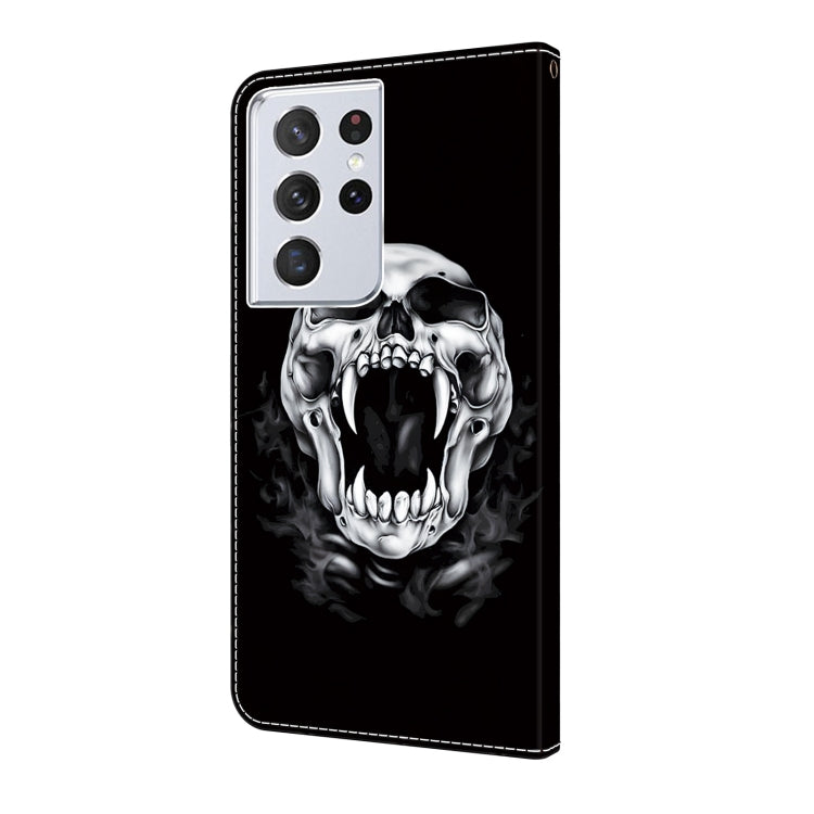 For Samsung Galaxy S21 Ultra 5G Crystal Painted Leather Phone case(Skull) - Galaxy S21 Ultra 5G Cases by buy2fix | Online Shopping UK | buy2fix