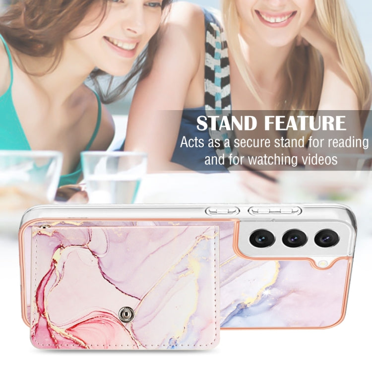 For Samsung Galaxy S23 5G Marble Pattern IMD Card Slot Phone Case(Rose Gold) - Galaxy S23 5G Cases by buy2fix | Online Shopping UK | buy2fix