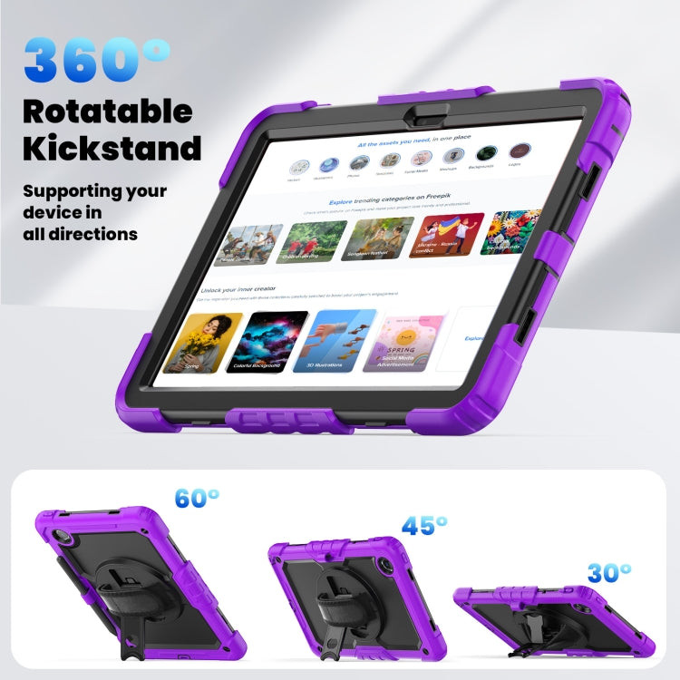 For Lenovo Tab M11 /Xiaoxin Pad 2024 Silicone Hybrid PC Tablet Case with Shoulder Strap(Purple) - Lenovo by buy2fix | Online Shopping UK | buy2fix