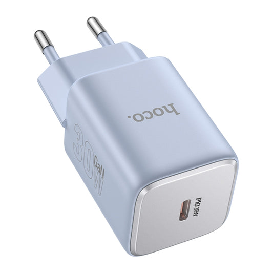 hoco N43 Vista PD30W Single Port Type-C Charger, EU Plug(Blue) - USB Charger by hoco | Online Shopping UK | buy2fix