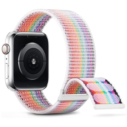 For Apple Watch 42mm Dual Hook and Loop Nylon Watch Band(Rainbow) - Watch Bands by buy2fix | Online Shopping UK | buy2fix