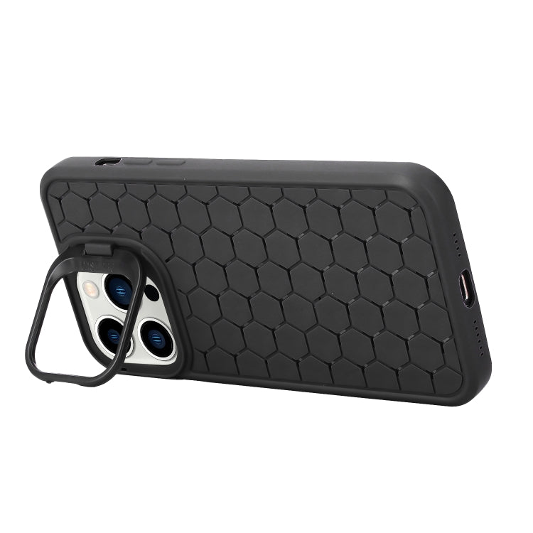 For iPhone 16 Pro Max Honeycomb Radiating Lens Holder TPU Phone Case(Black) - iPhone 16 Pro Max Cases by buy2fix | Online Shopping UK | buy2fix