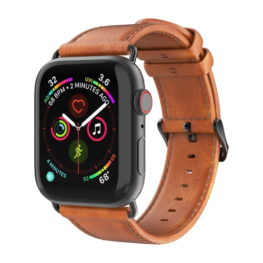 For Apple Watch Series 8 41mm DUX DUCIS Business Genuine Leather Watch Strap(Khaki) - Watch Bands by DUX DUCIS | Online Shopping UK | buy2fix