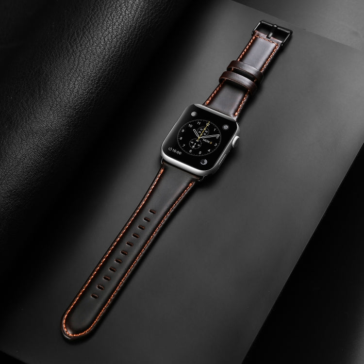 For Apple Watch Series 5 40mm DUX DUCIS Business Genuine Leather Watch Strap(Coffee) - Watch Bands by DUX DUCIS | Online Shopping UK | buy2fix