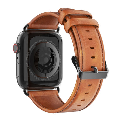 For Apple Watch Series 3 42mm DUX DUCIS Business Genuine Leather Watch Strap(Khaki) - Watch Bands by DUX DUCIS | Online Shopping UK | buy2fix