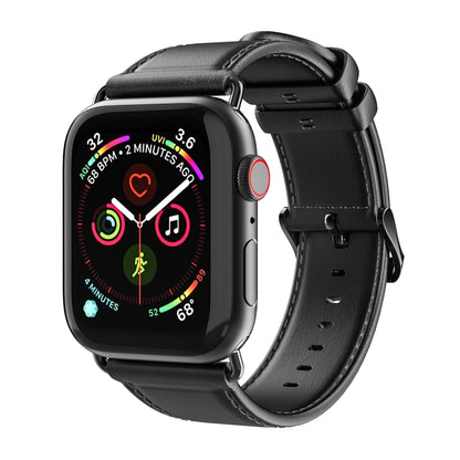 For Apple Watch Series 2 42mm DUX DUCIS Business Genuine Leather Watch Strap(Black) - Watch Bands by DUX DUCIS | Online Shopping UK | buy2fix