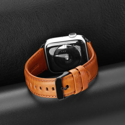 For Apple Watch Series 2 38mm DUX DUCIS Business Genuine Leather Watch Strap(Khaki) - Watch Bands by DUX DUCIS | Online Shopping UK | buy2fix