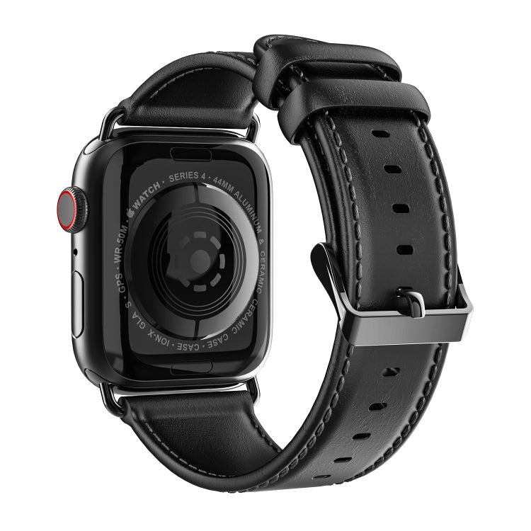 For Apple Watch 38mm DUX DUCIS Business Genuine Leather Watch Strap(Black) - Watch Bands by DUX DUCIS | Online Shopping UK | buy2fix