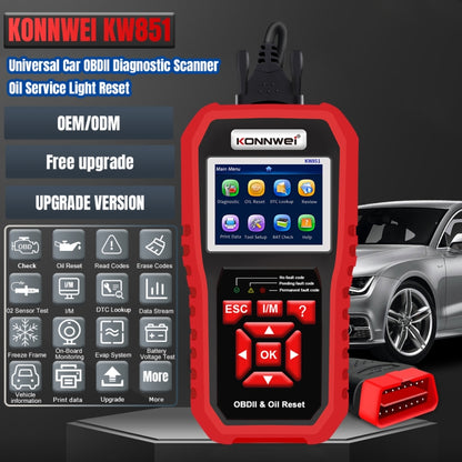 KONNWEI KW851 2 in 1 Car OBDll Scanner Diagnostic Tool Oil Service Light Reset(Black) - Code Readers & Scan Tools by KONNWEI | Online Shopping UK | buy2fix