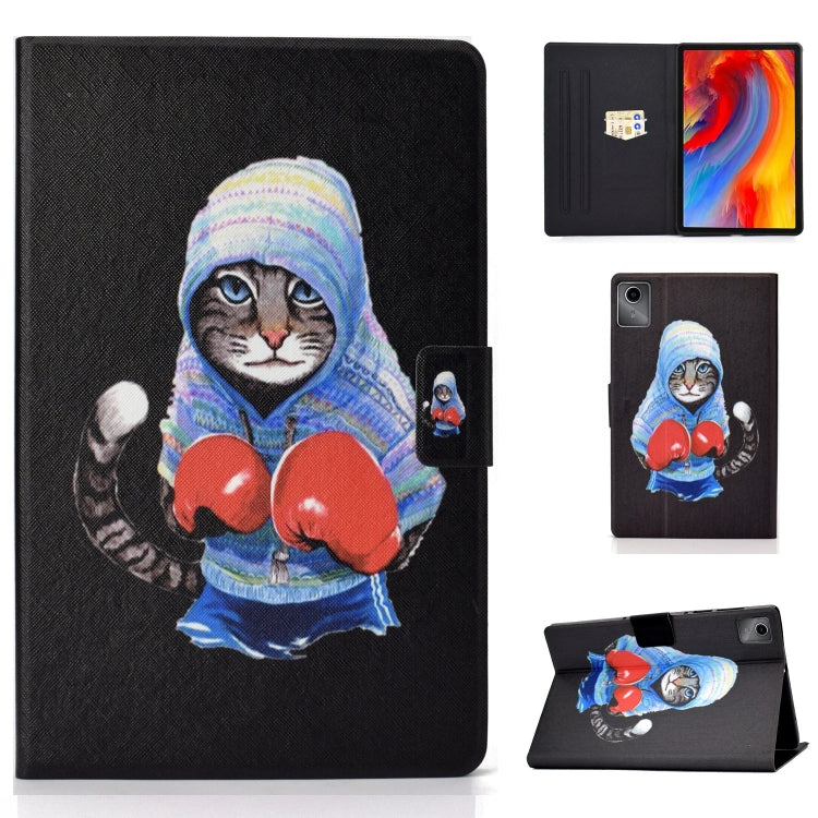 For Lenovo Tab M11 / Xiaoxin Pad 11 2024 Electric Pressed Colored Drawing Smart Leather Tablet Case(Boxing Cat) - Lenovo by buy2fix | Online Shopping UK | buy2fix