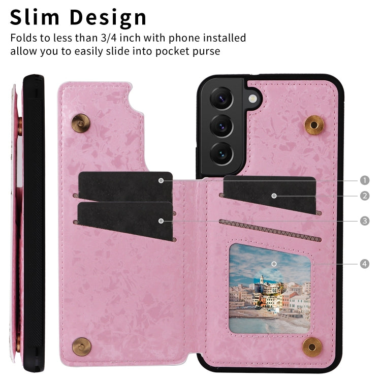 For Samsung Galaxy S22+ 5G Printed Double Buckle RFID Anti-theft Phone Case(Rose) - Galaxy S22+ 5G Cases by buy2fix | Online Shopping UK | buy2fix
