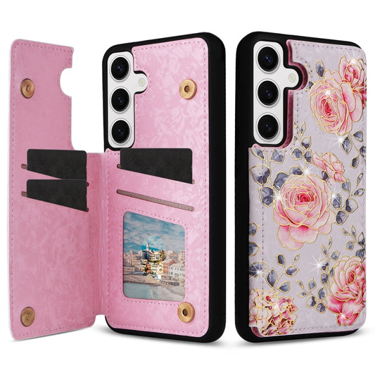 For Samsung Galaxy S25 5G Printed Double Buckle RFID Anti-theft Phone Case(Pastoral Rose) - Galaxy S25 5G Cases by buy2fix | Online Shopping UK | buy2fix