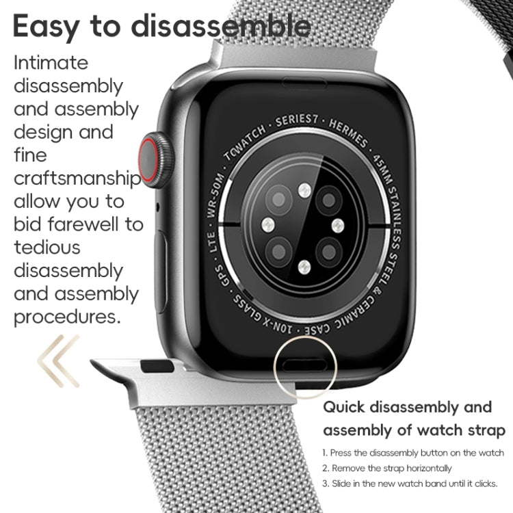 For Apple Watch Series 6 44mm ZGA Milanese Magnetic Metal Watch Band(Black) - Watch Bands by ZGA | Online Shopping UK | buy2fix