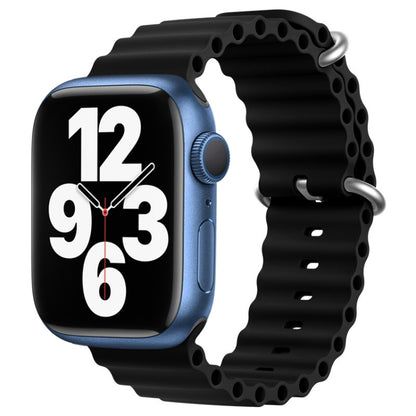 For Apple Watch Series 7 45mm ZGA Ocean Silicone Watch Band(Black) - Watch Bands by ZGA | Online Shopping UK | buy2fix