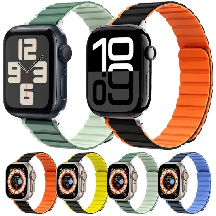 For Apple Watch SE 2022 44mm ZGA Two Color Magnetic Silicone Watch Band(Grey+Yellow) - Watch Bands by ZGA | Online Shopping UK | buy2fix