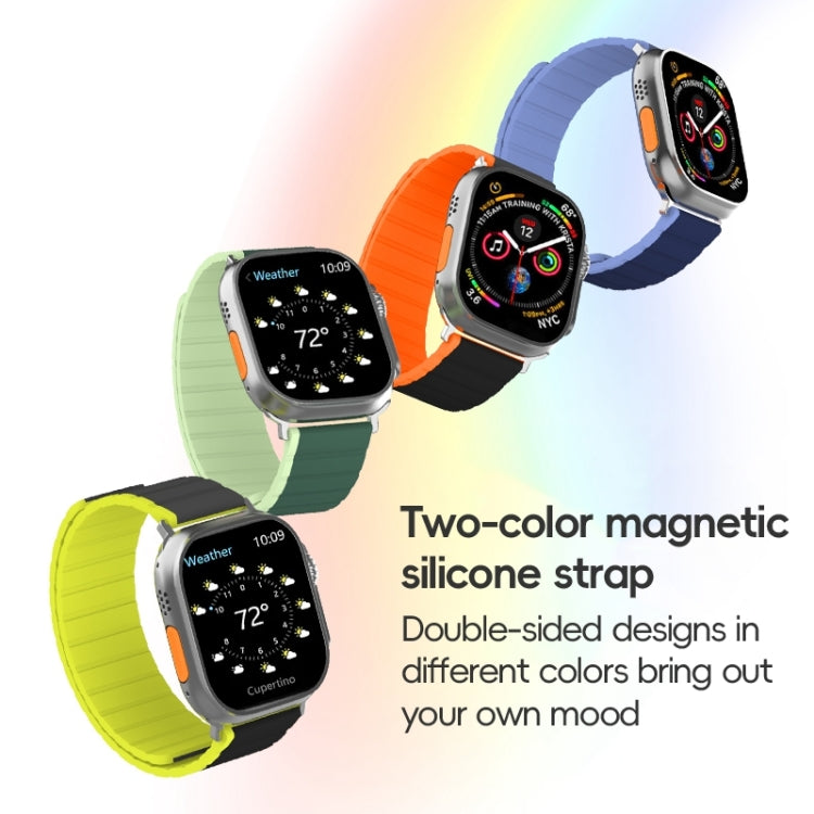 For Apple Watch SE 44mm ZGA Two Color Magnetic Silicone Watch Band(Dark Blue+Light Blue) - Watch Bands by ZGA | Online Shopping UK | buy2fix