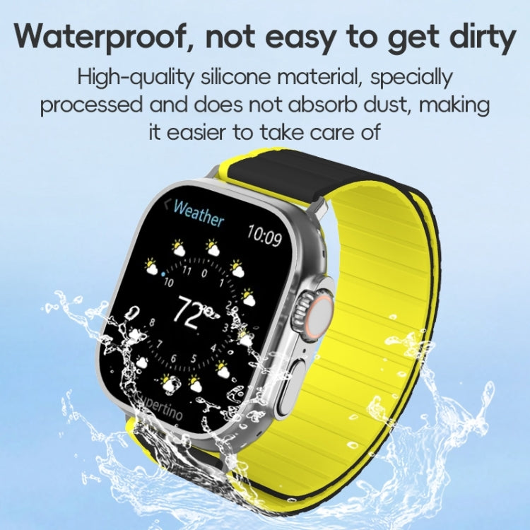 For Apple Watch SE 2022 44mm ZGA Two Color Magnetic Silicone Watch Band(Grey+Yellow) - Watch Bands by ZGA | Online Shopping UK | buy2fix