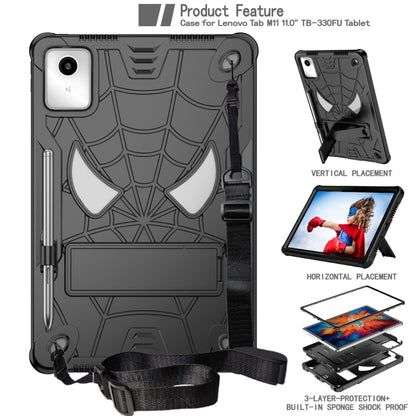 For Lenovo Tab M11/ Xiaoxin Pad 11 2024 Fold-Holder Spider Silicone Hybrid PC Tablet Case(Black) - Lenovo by buy2fix | Online Shopping UK | buy2fix