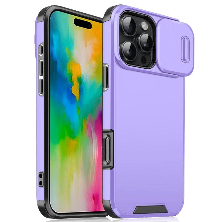 For iPhone 16 Pro Max Sliding Camshield TPU + PC Phone Case(Purple) - iPhone 16 Pro Max Cases by buy2fix | Online Shopping UK | buy2fix